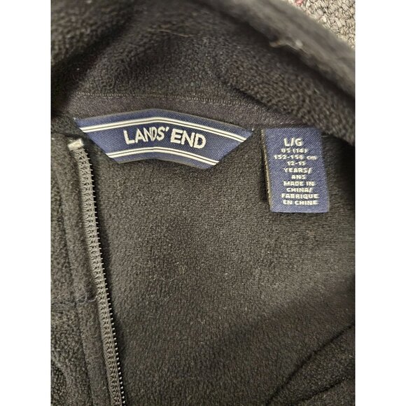 Lands End Kids Size L 12 Black Fleece Half-Zip Pullover School Fall Basic Preppy - Picture 2 of 4
